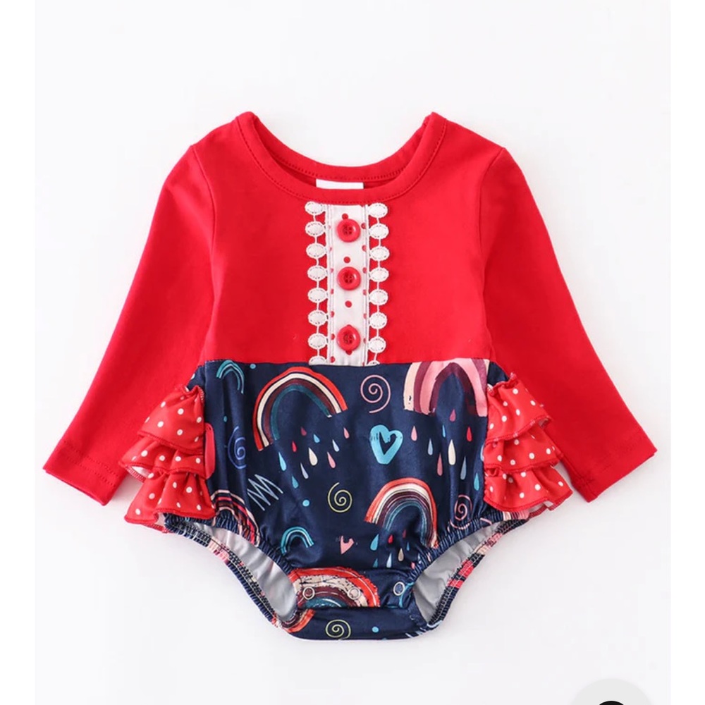 Rainbow ruffle romper